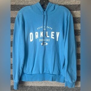 Oakley Light Blue Logo Hoodie Sweatshirt Men’s Medium EUC